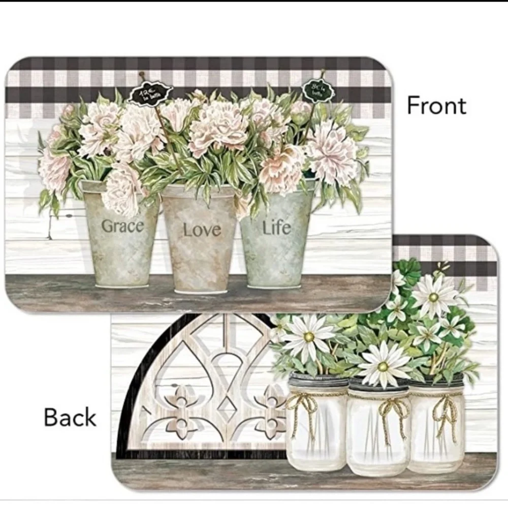 CounterArt Vintage Farmhouse Placemats Reversible Rectangular Placemat S…